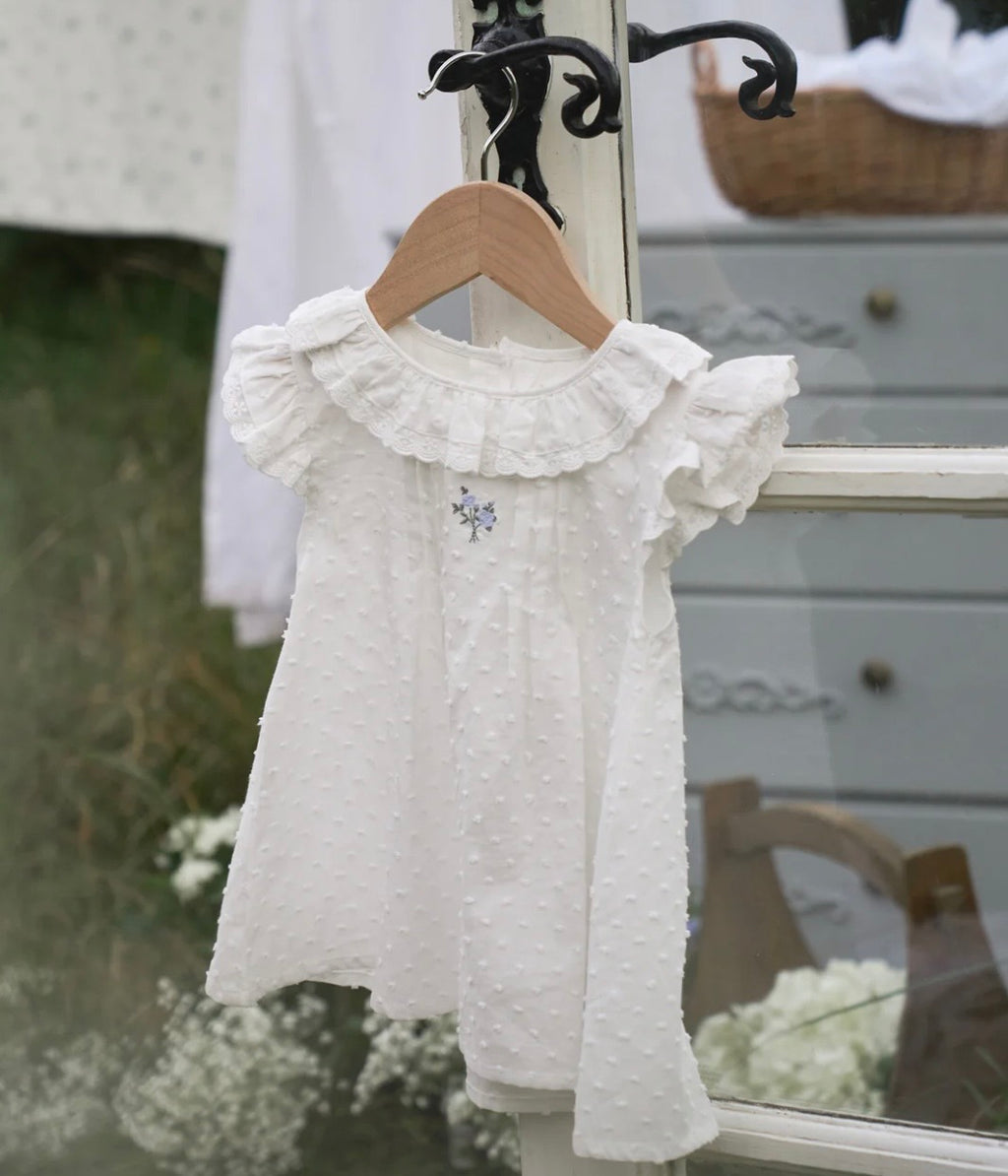 Blue rose dress white