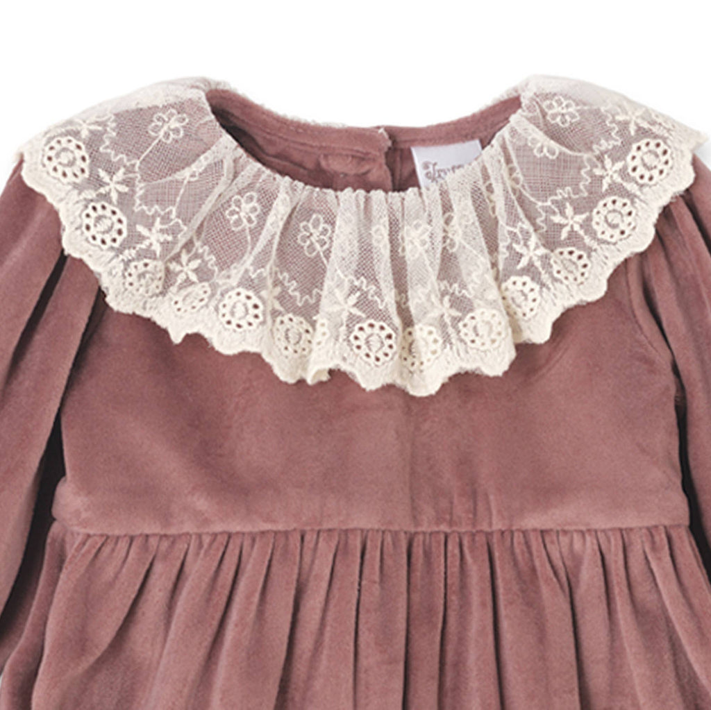 Mauve Velvet  – Lace Collar Special Occasion