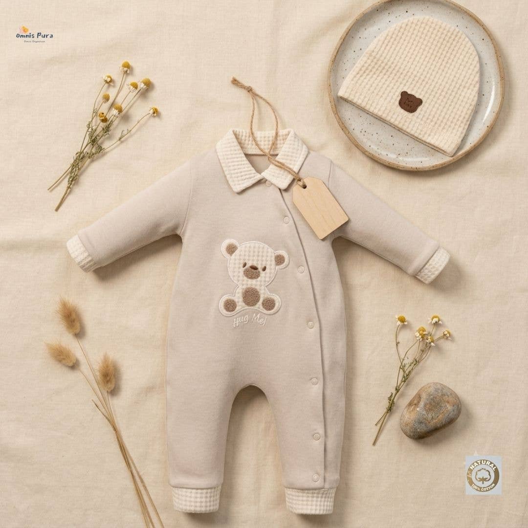 Boy Bear Embroidered Romper