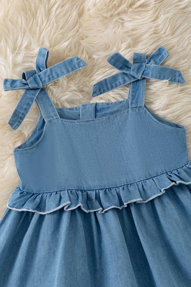 Bow denim dress