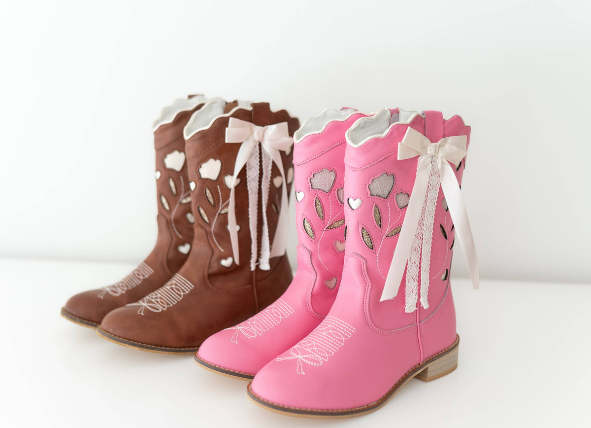 Sweetheart Bow Cowgirl Boots- Brown 2026
