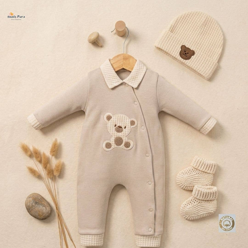 Boy Bear Embroidered Romper