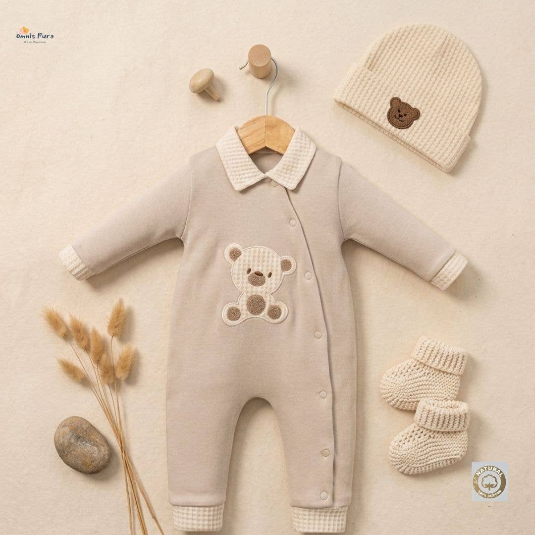 Boy Bear Embroidered Romper