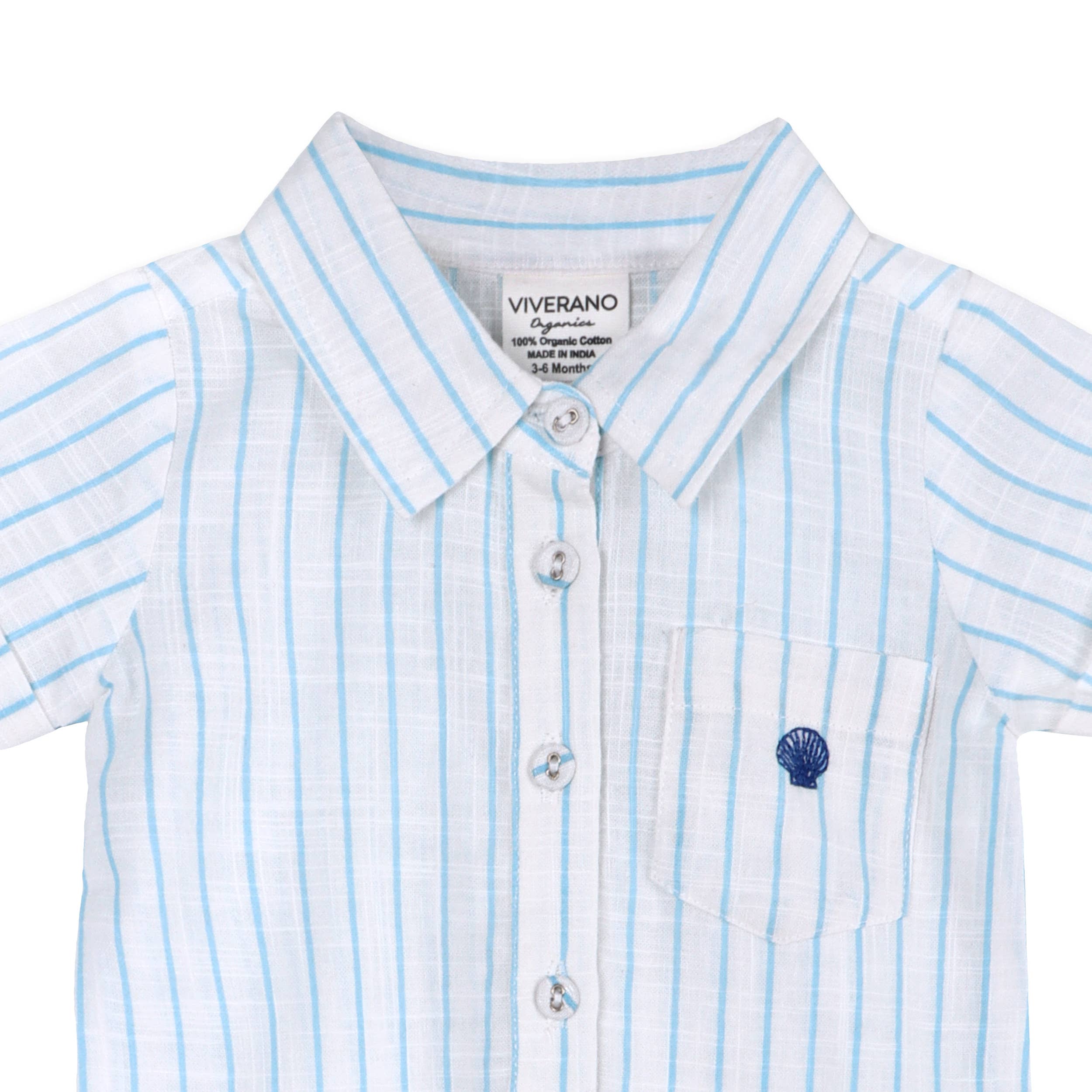 Aqua Embroidered Baby Romper (Organic)