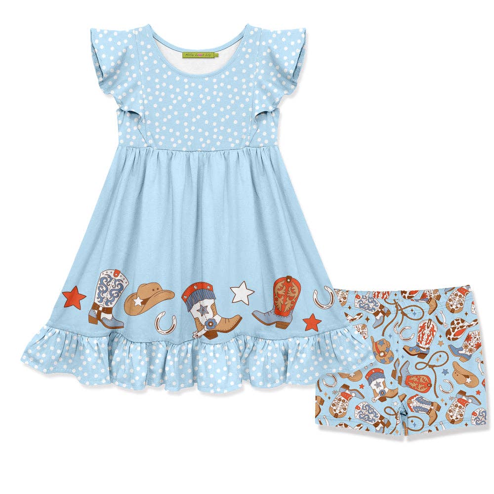 Howdy Boots Dress & Shorts Set