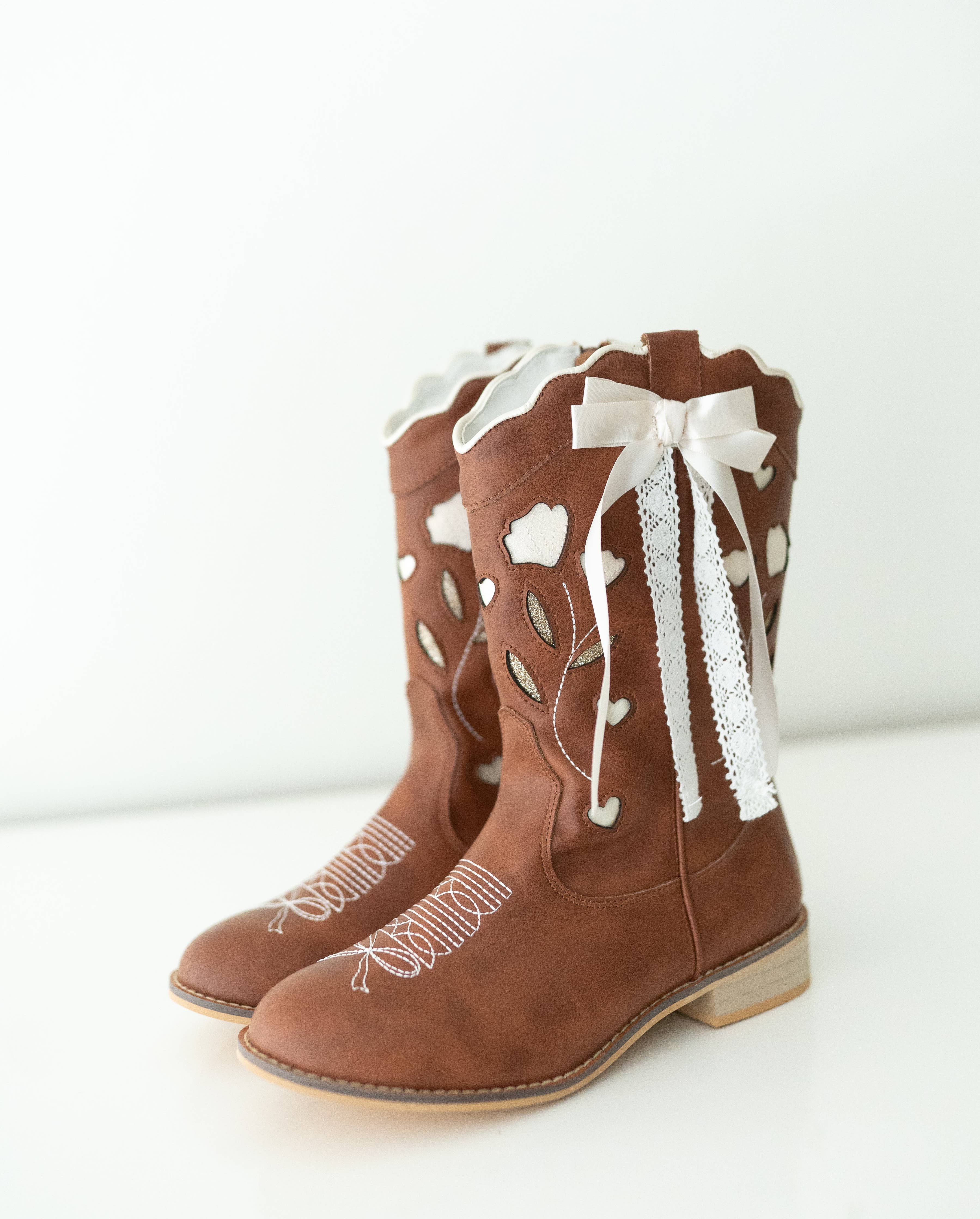 Sweetheart Bow Cowgirl Boots- Brown 2026