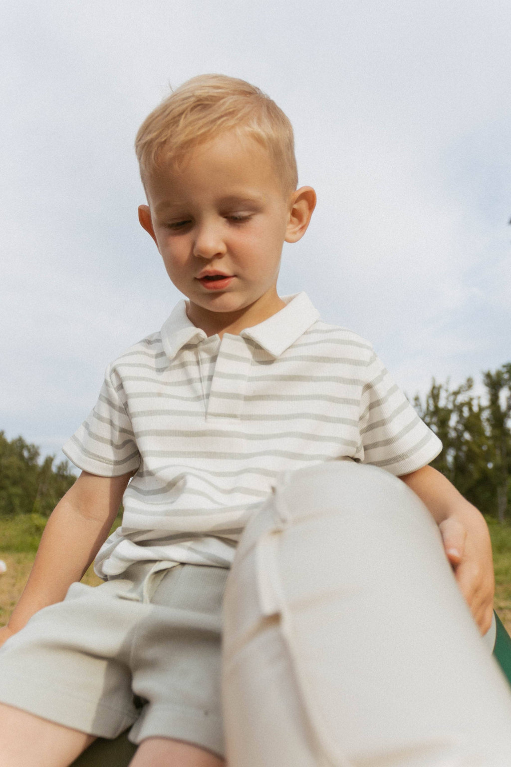 Enrique Stripes Organic Collar Tee & Shorts Set