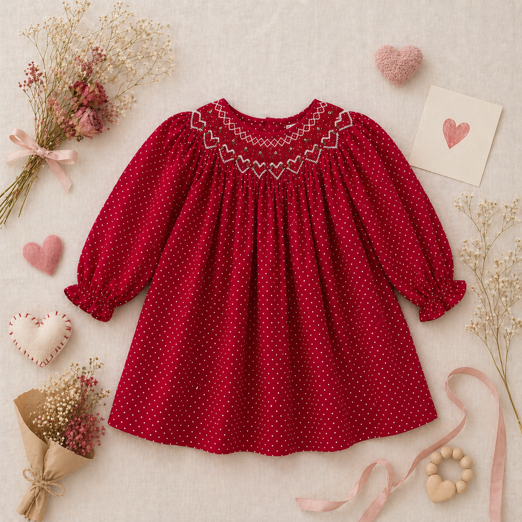 Heart Smocking in Red