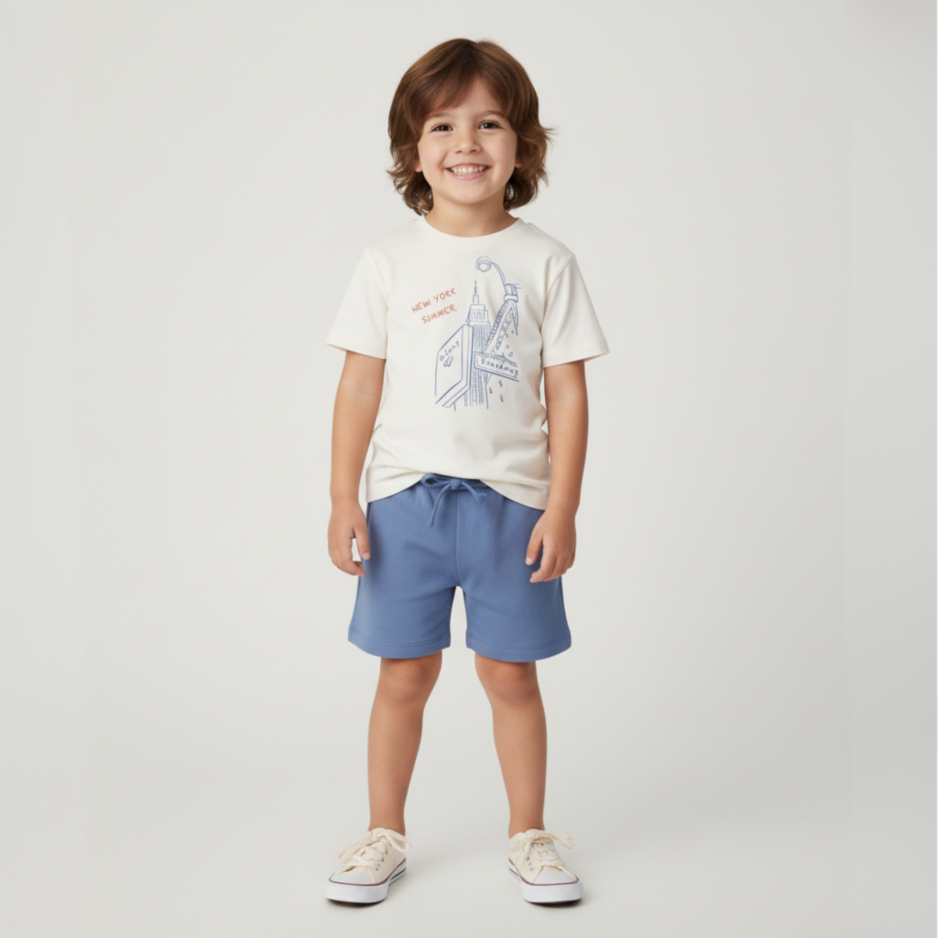 Newyork-Organic Graphic Tee & Shorts Set