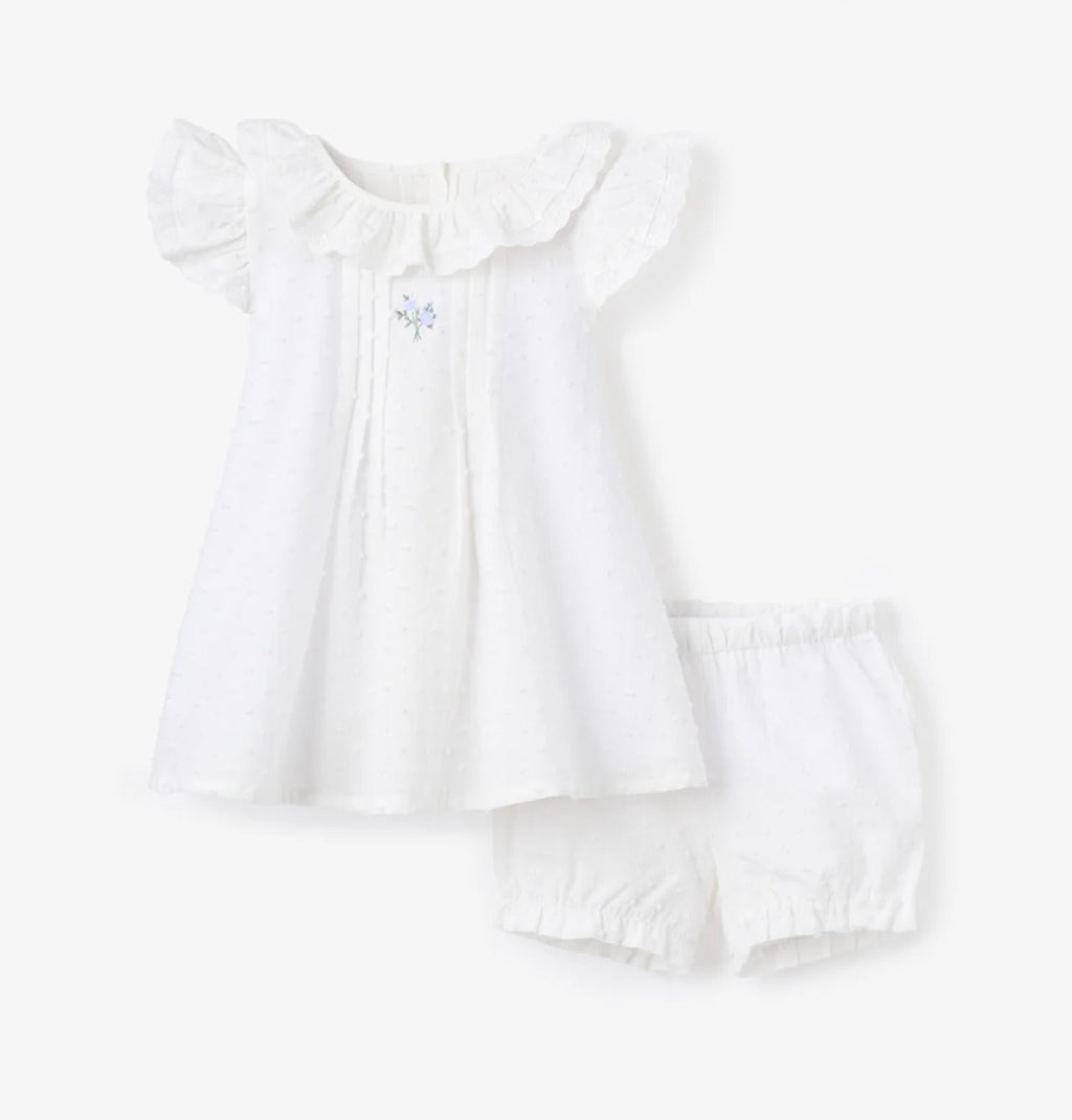 Blue rose dress white