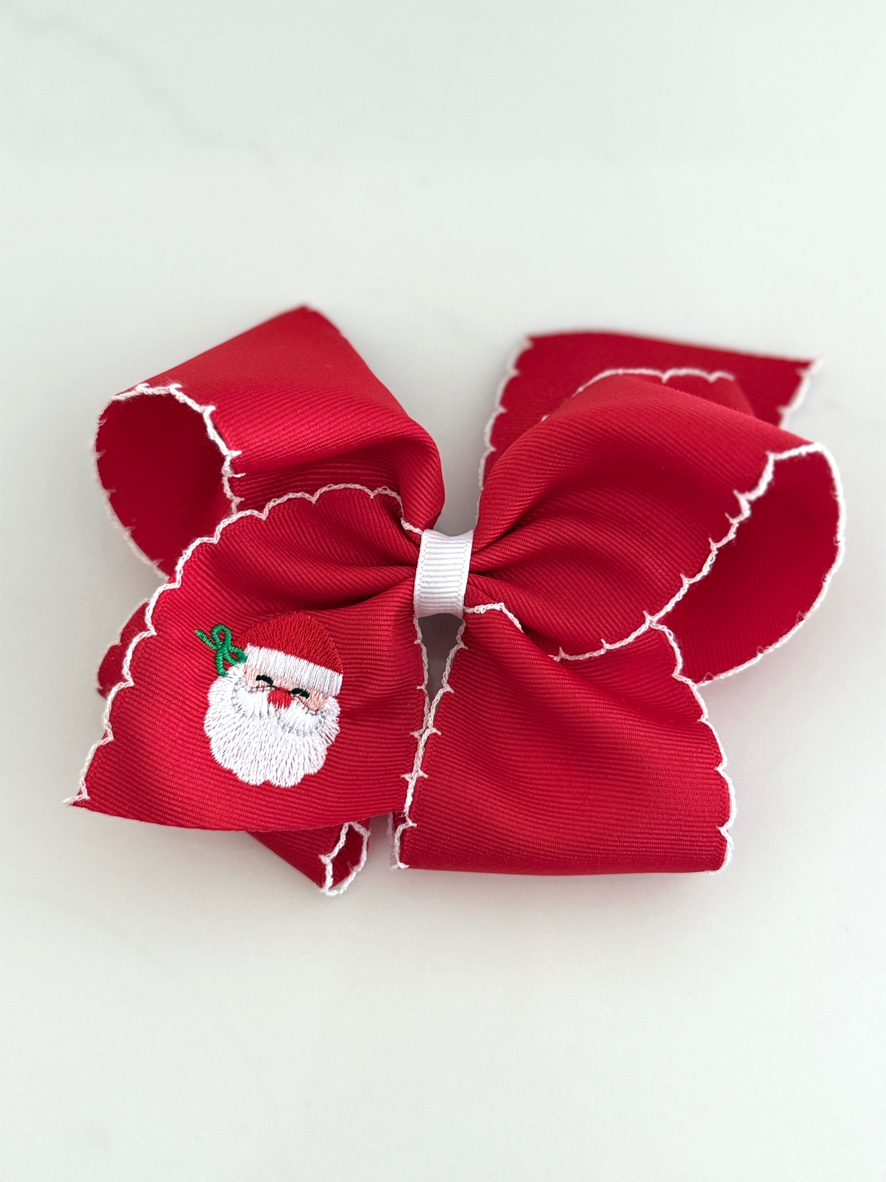King Santa embroidered bow