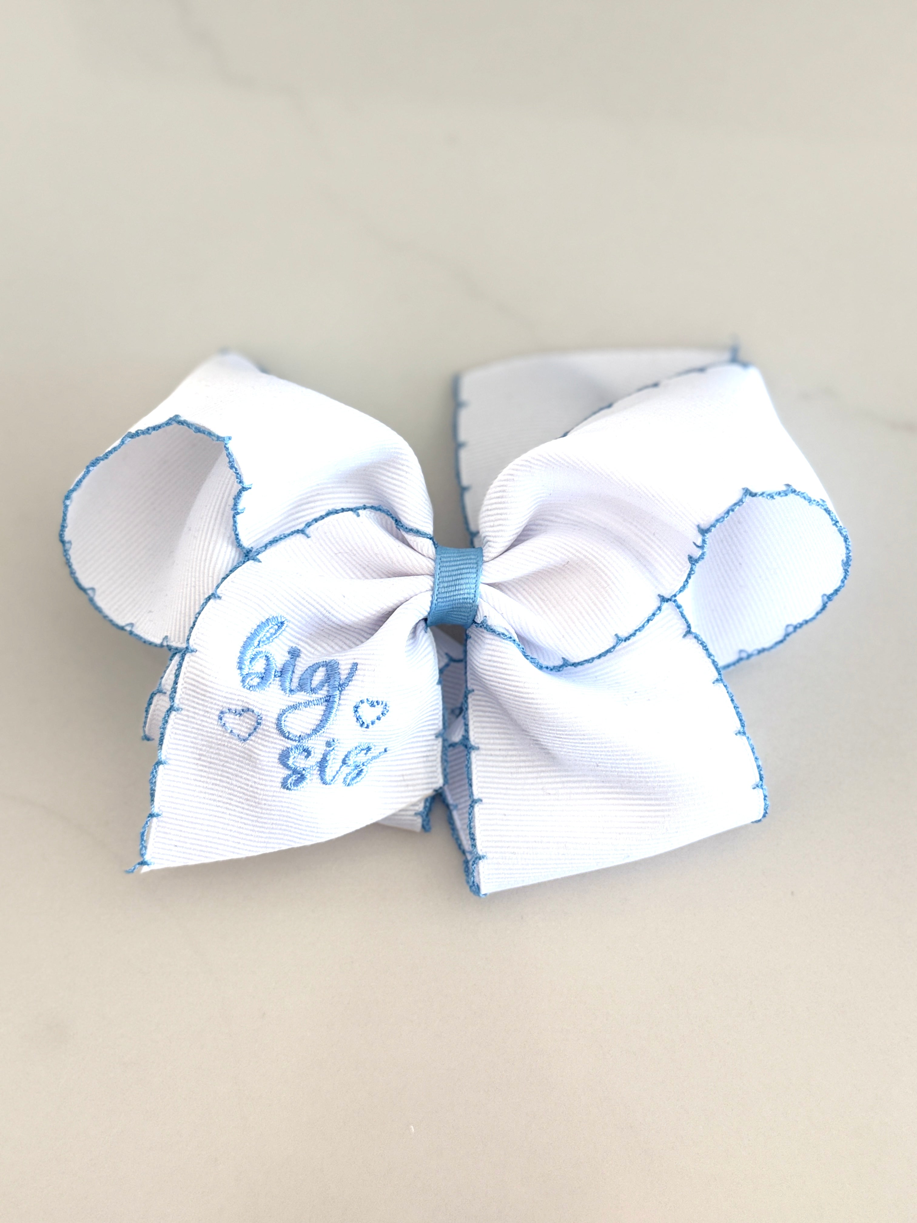 KING big sis emb blue bow
