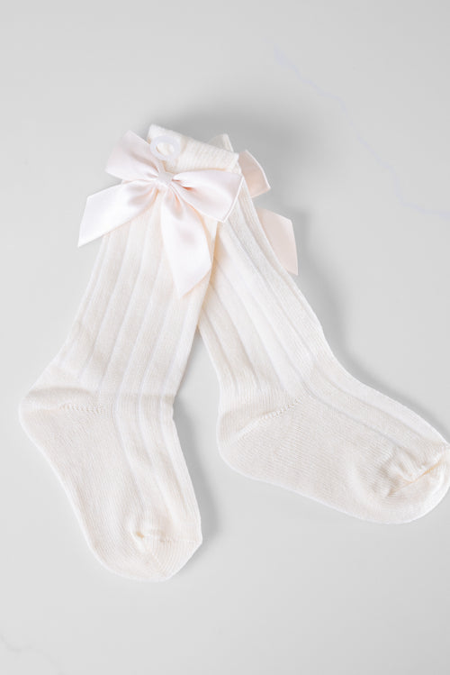 Beige Bow Socks