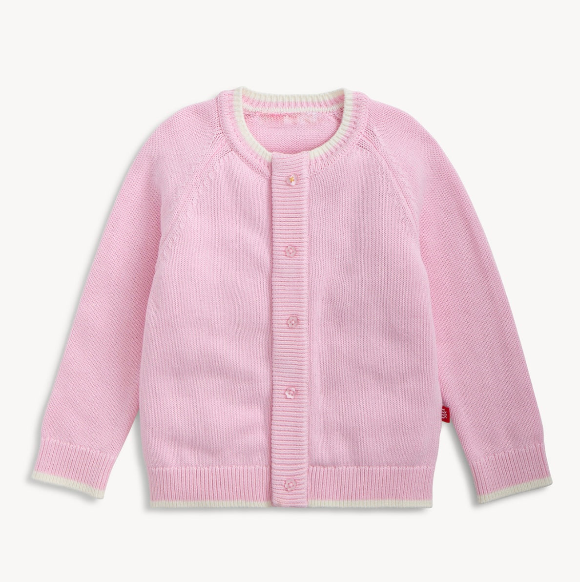 Crew Neck Cardigan Pink