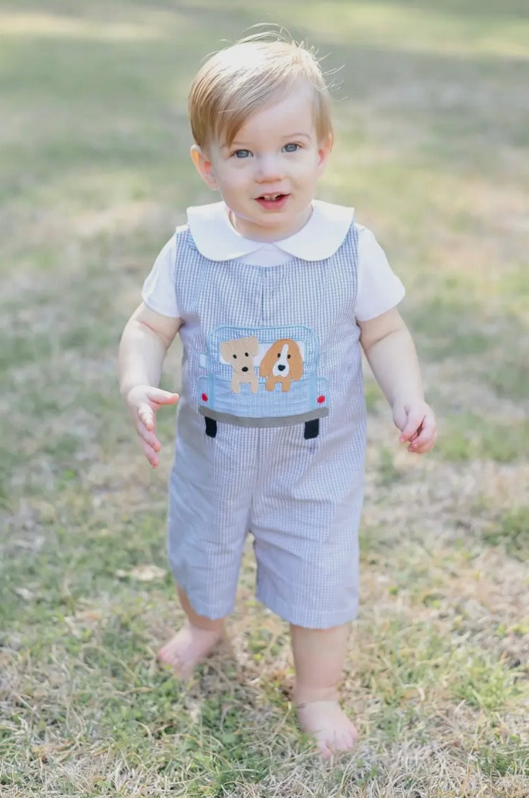 Puppies in Truck Shortalls