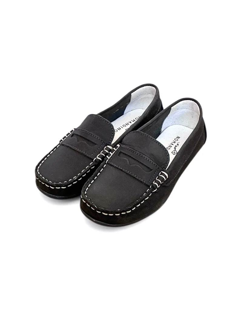 Andy Navy Blue Leather Loafers