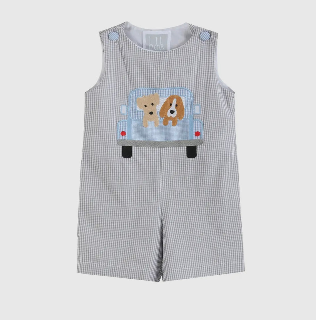 Puppies in Truck Shortalls