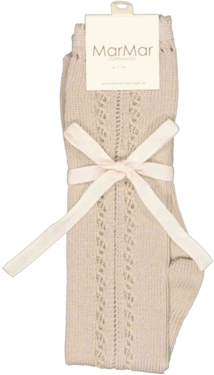 Knee Socks Pointelle Warm Pearl