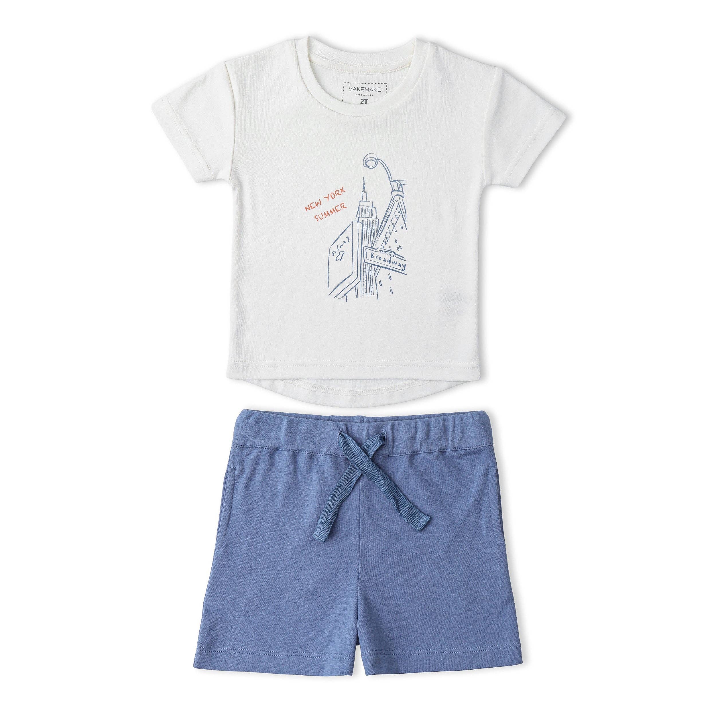 Newyork-Organic Graphic Tee & Shorts Set