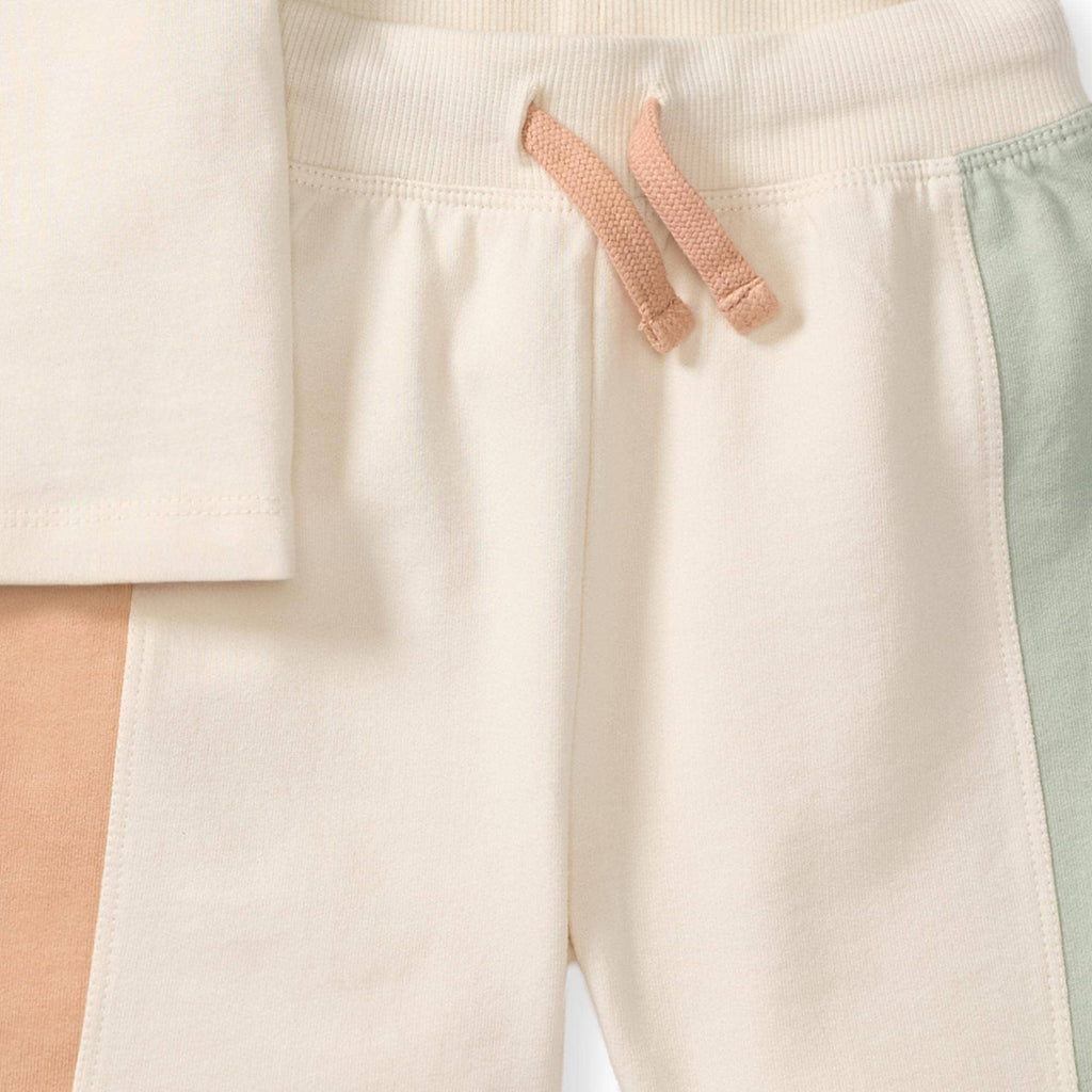 Color Blocked Tee & Shorts Set - Oat Beige