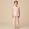 Emilia Organic Top And Pant Set - Blush Eyelet