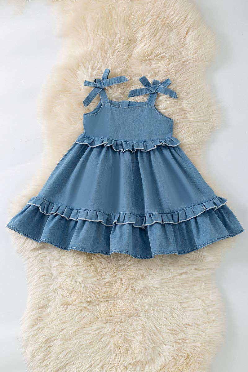 Bow denim dress