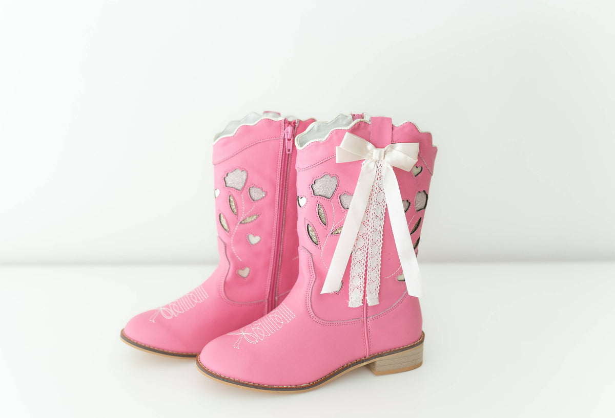 Sweetheart Bow Cowgirl Boots- Pink 2026