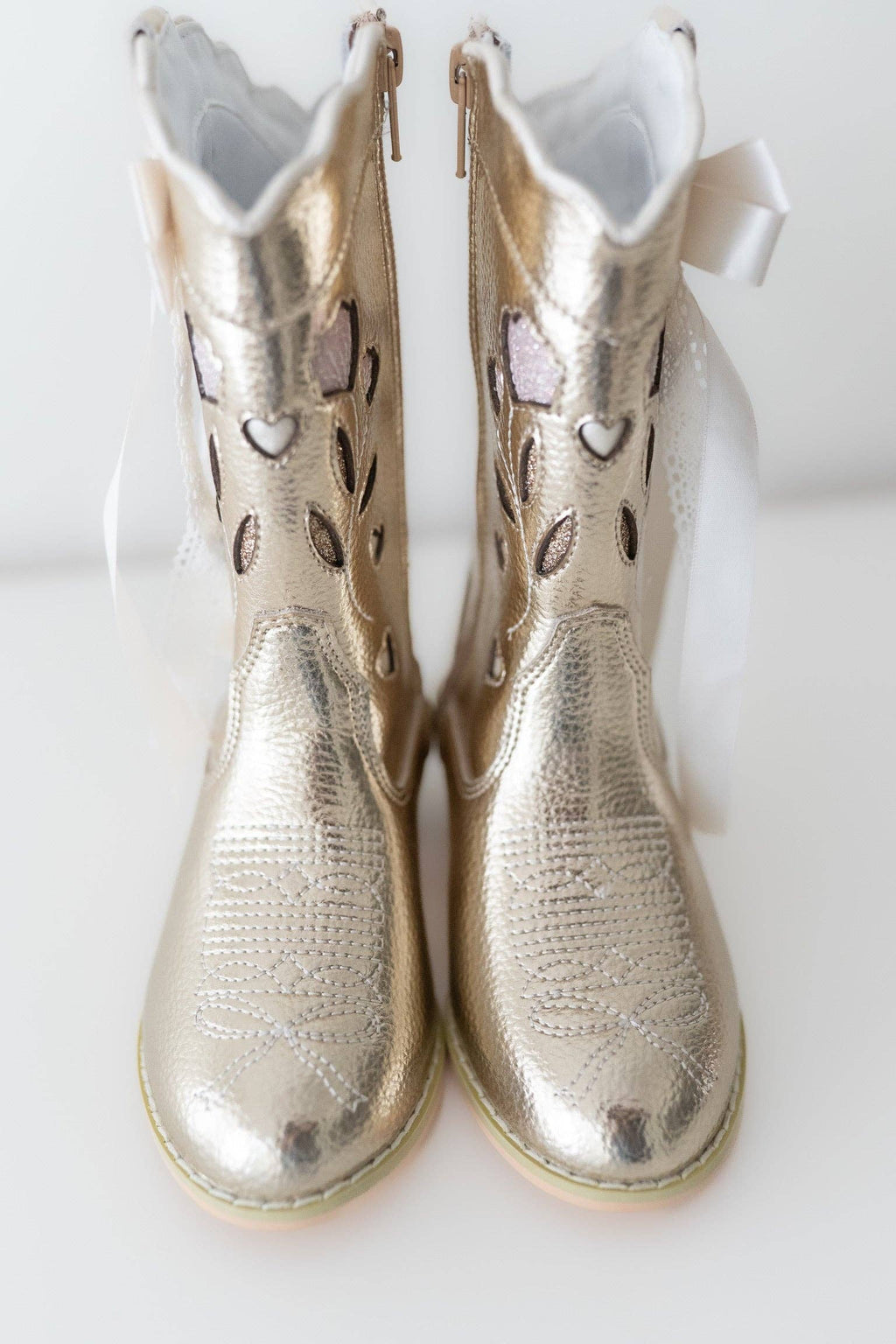 Sweetheart Bow Cowgirl Boots- Gold 2026