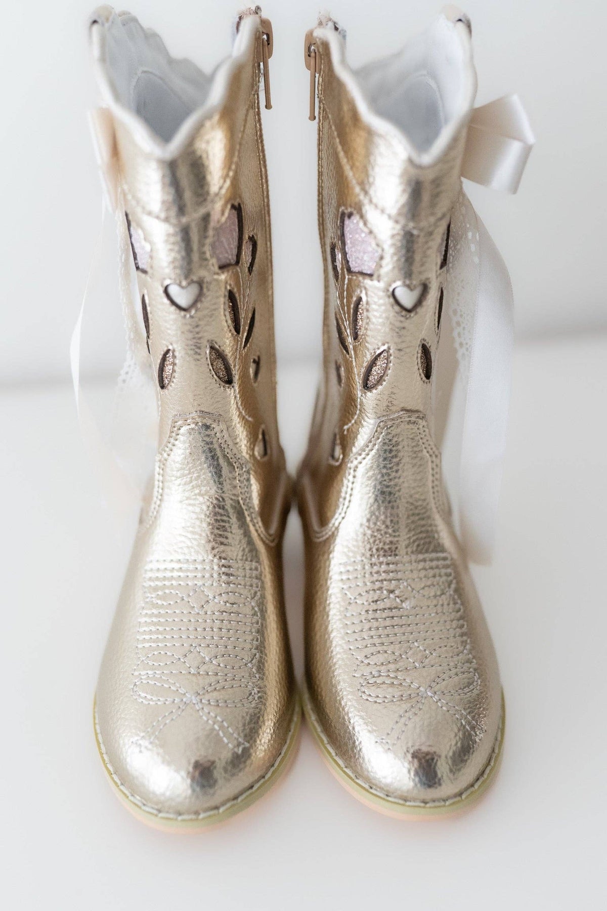 Sweetheart Bow Cowgirl Boots- Gold 2026