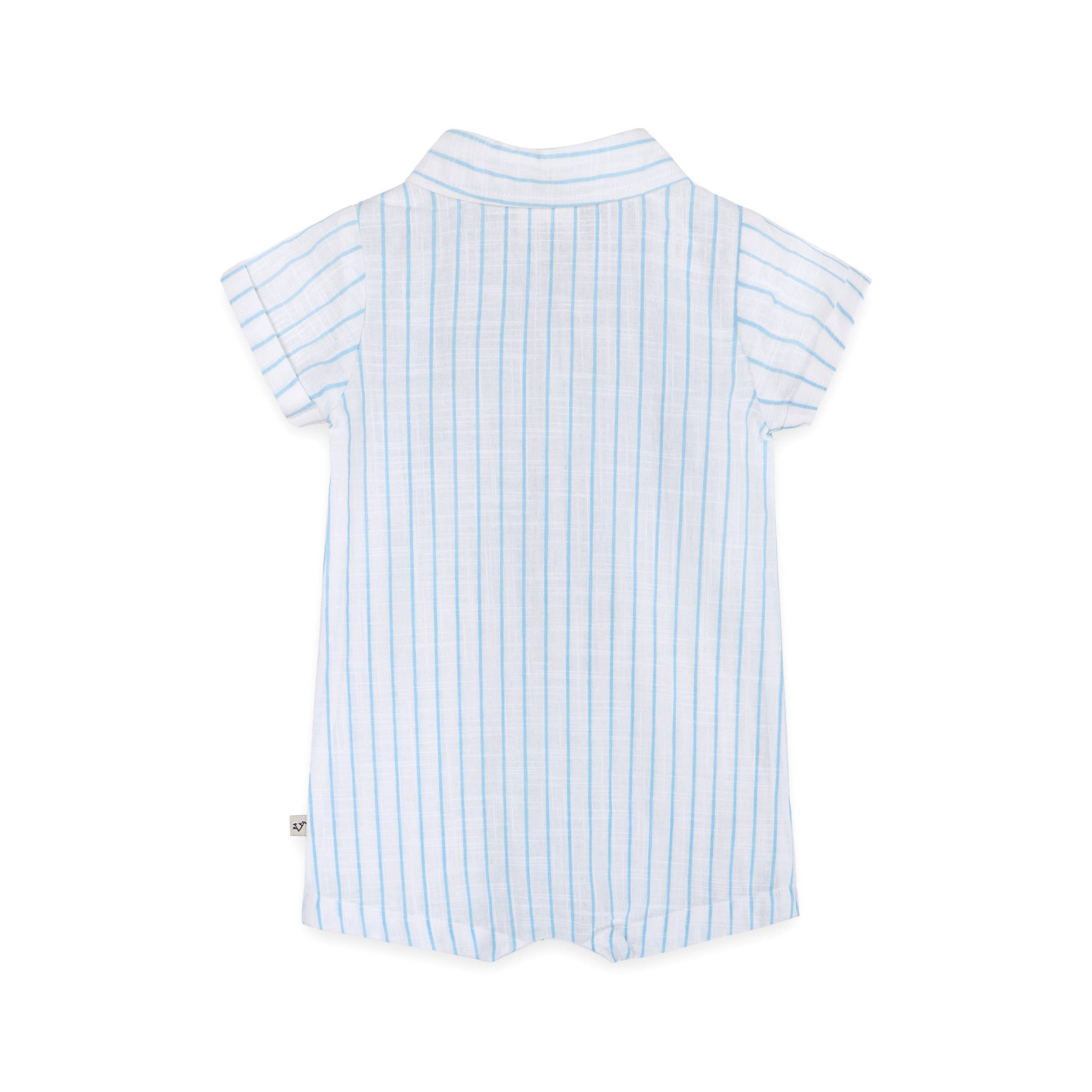 Aqua Embroidered Baby Romper (Organic)