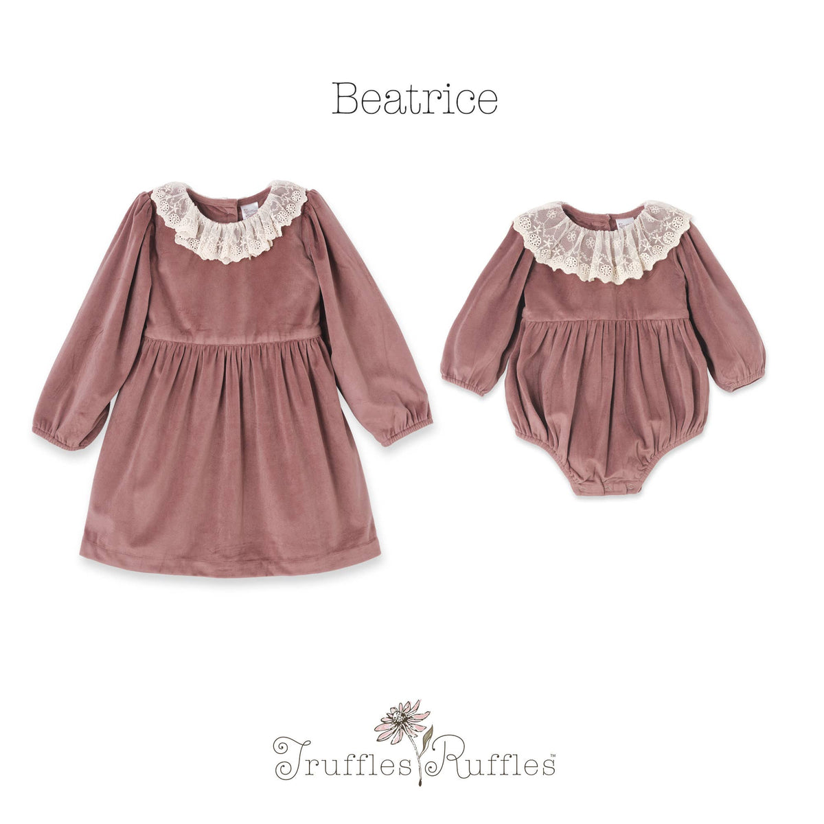 Mauve Velvet  – Lace Collar Special Occasion