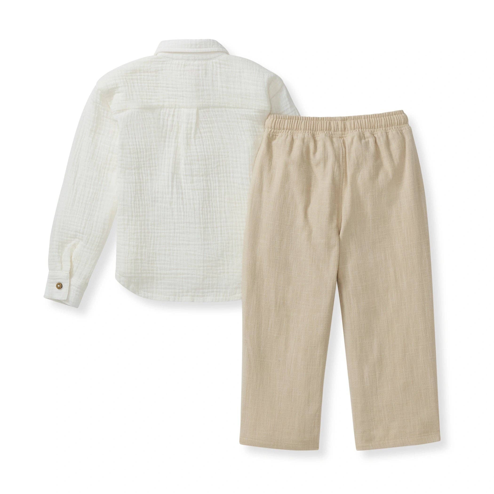 Christian Button Down Boy Shirt & Pants Set