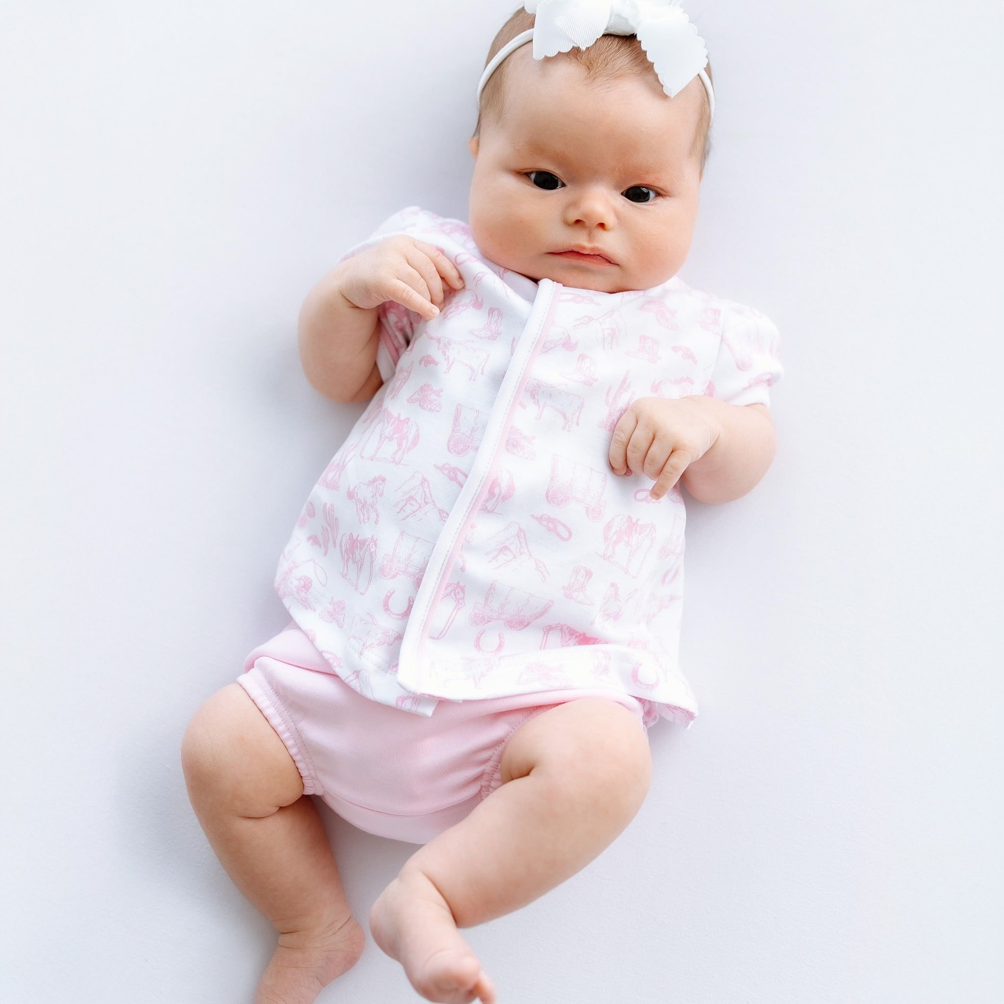 Wild West Toile Ruffle Diaper Cover Set - Pink