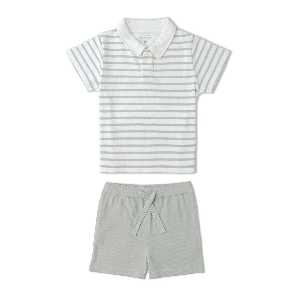 Enrique Stripes Organic Collar Tee & Shorts Set