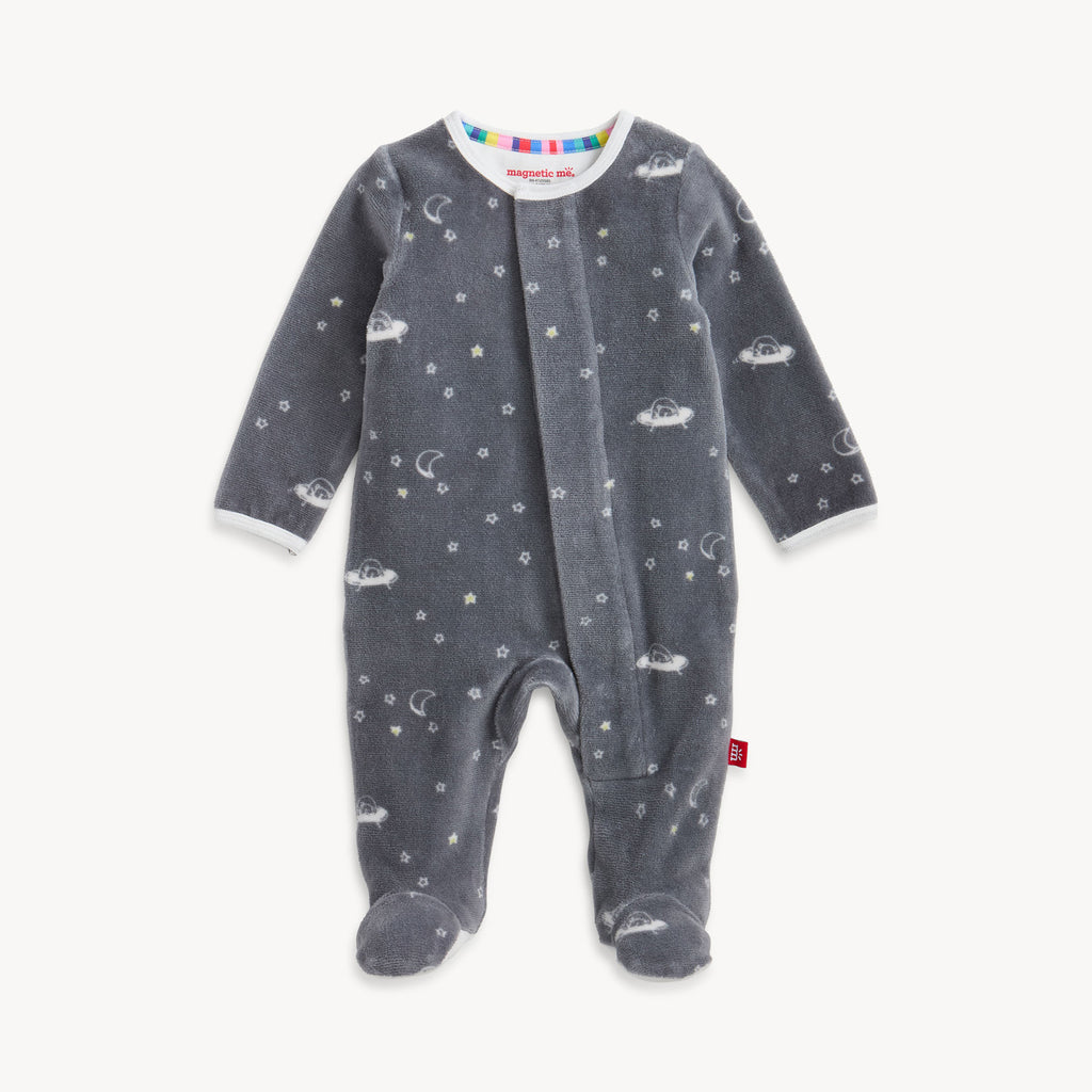 Bear in space velour footie