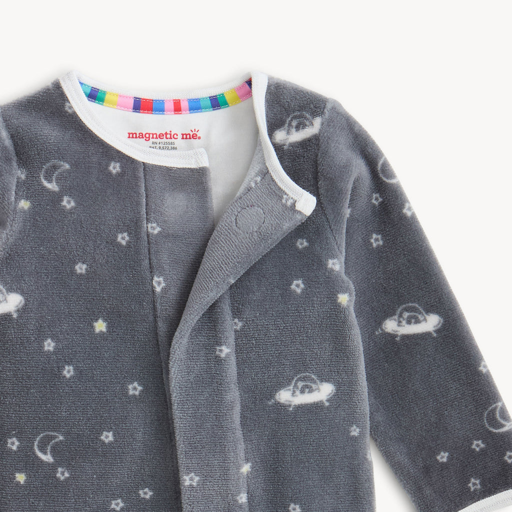 Bear in space velour footie