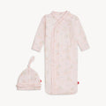Pink serene safari ruffle gown and hat